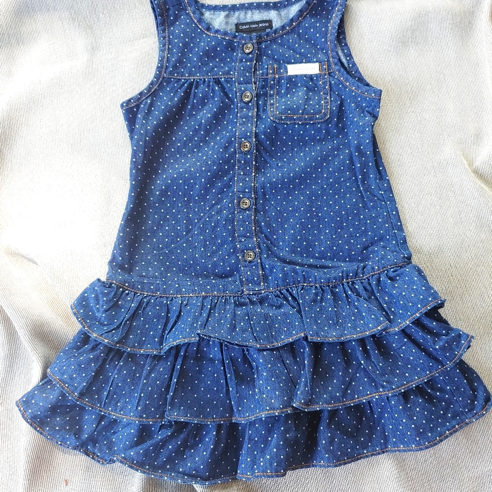 Calvin Klein Jeans Denim Polka Dotted Dress